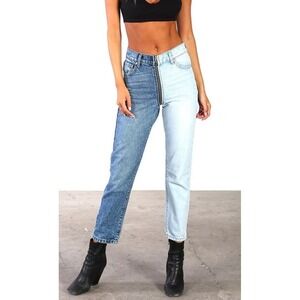 Revice Jeans Two Tone Denim Zipper Fly Straight Leg Pants Womens Size 25